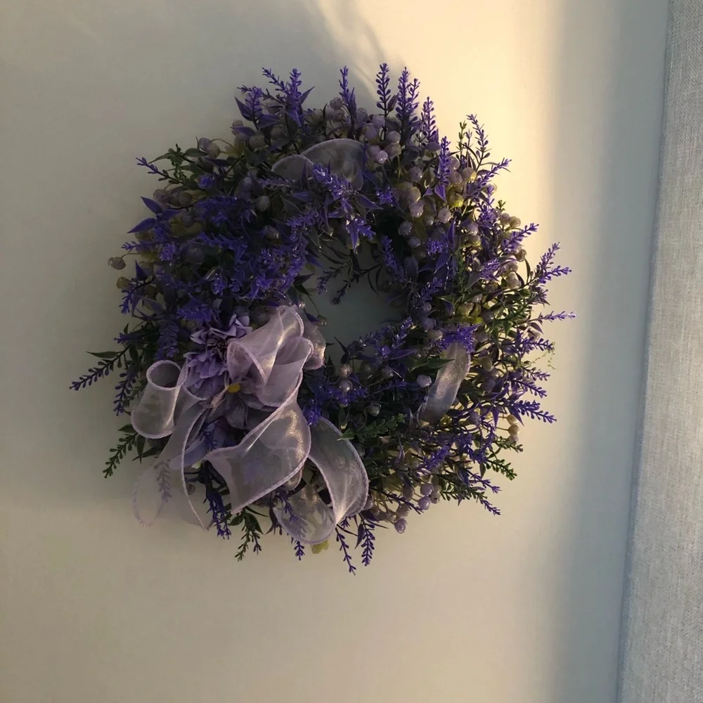 Lavender Holiday Wreath with Ribbon